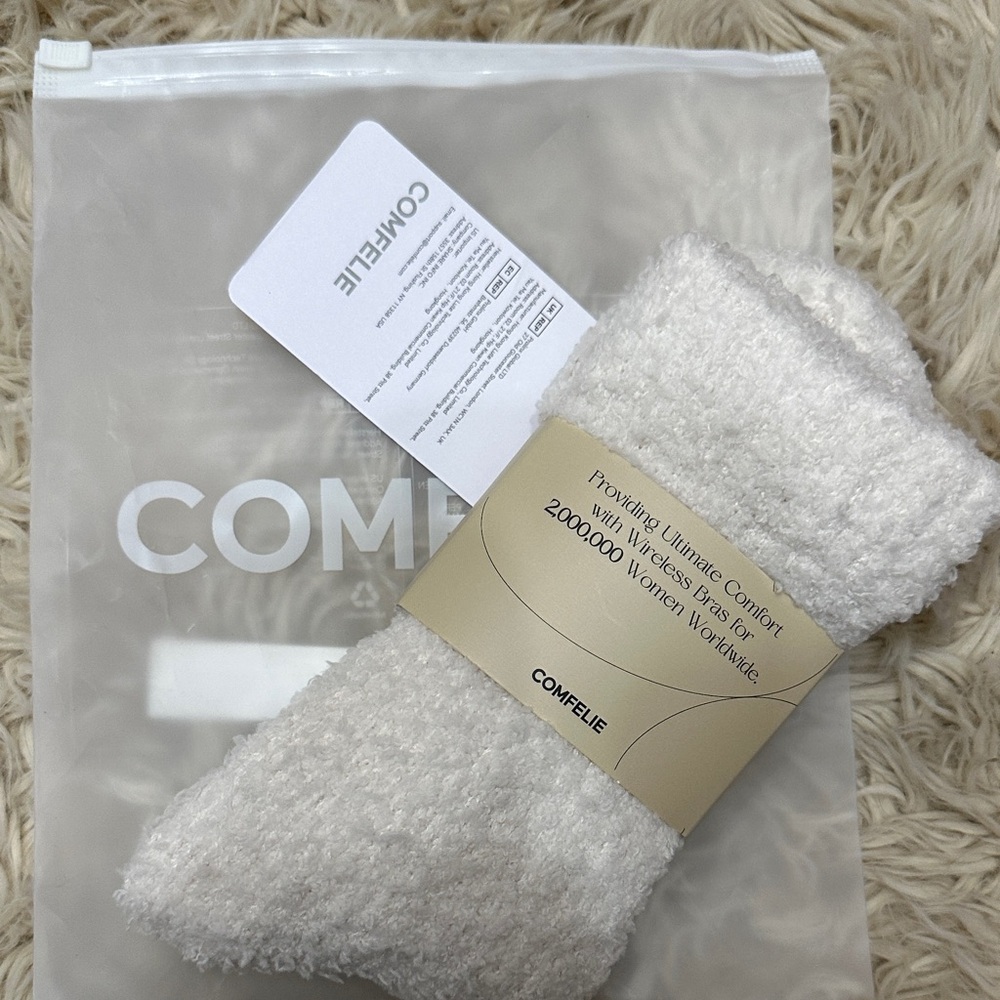 White Plush cream socks